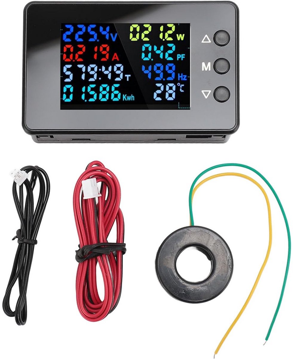 Digitale AC Voltmeter en Ampèremeter met Kleuren LCD Scherm 50-300V 100A