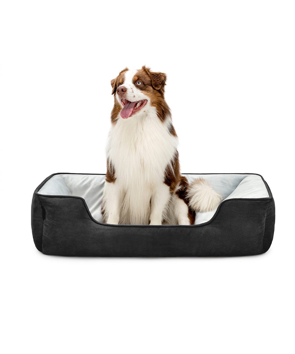 lionto Hondenbed omkeerbaar, zacht & comfortabel 110x80 cm zwart/grijs