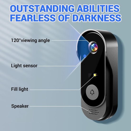 Draadloze Deurbel Camera, Video Deurbel met 2.4G Verbinding, Geen Netwerk en APP Nodig, Videogesprek, Tweeweg Audio, Nachtzicht, IP66 Waterdicht van Merkloos — afbeelding 2