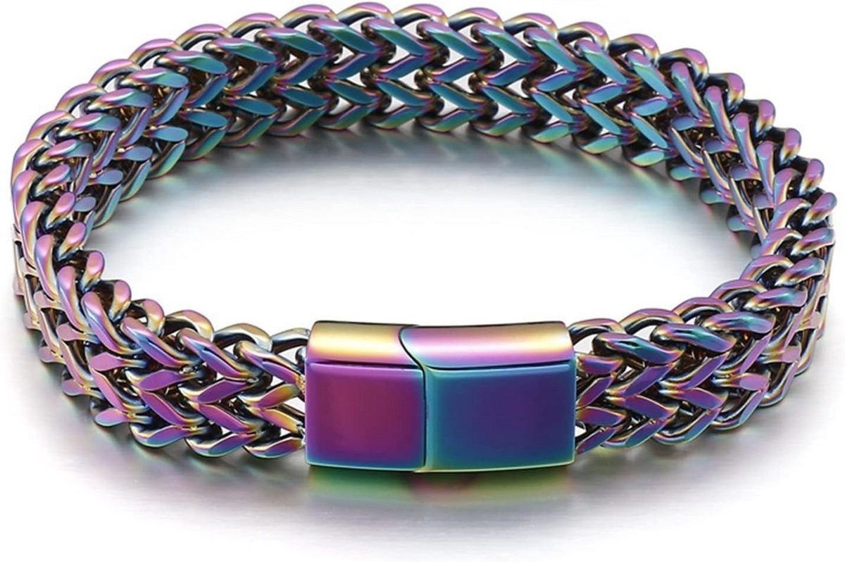 Multikleurig Herenarmband, 18-22 cm, Tarweketting met Magneetsluiting