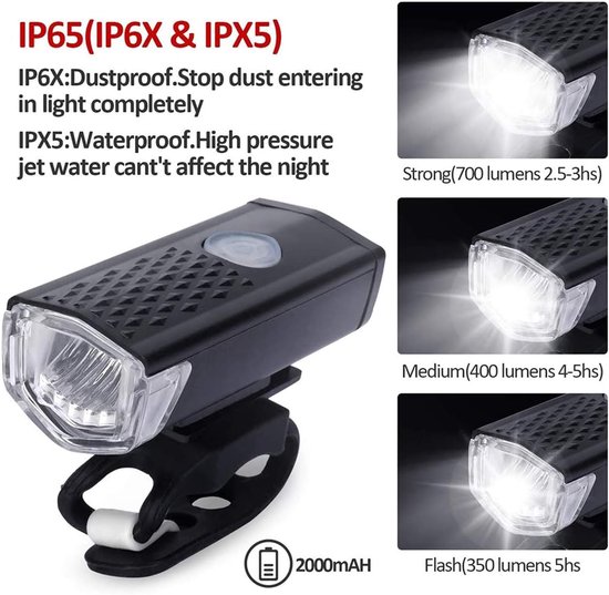 Fietsverlichting Set - LED Voor & Achter - 300 Lumen - Waterdicht — afbeelding 4