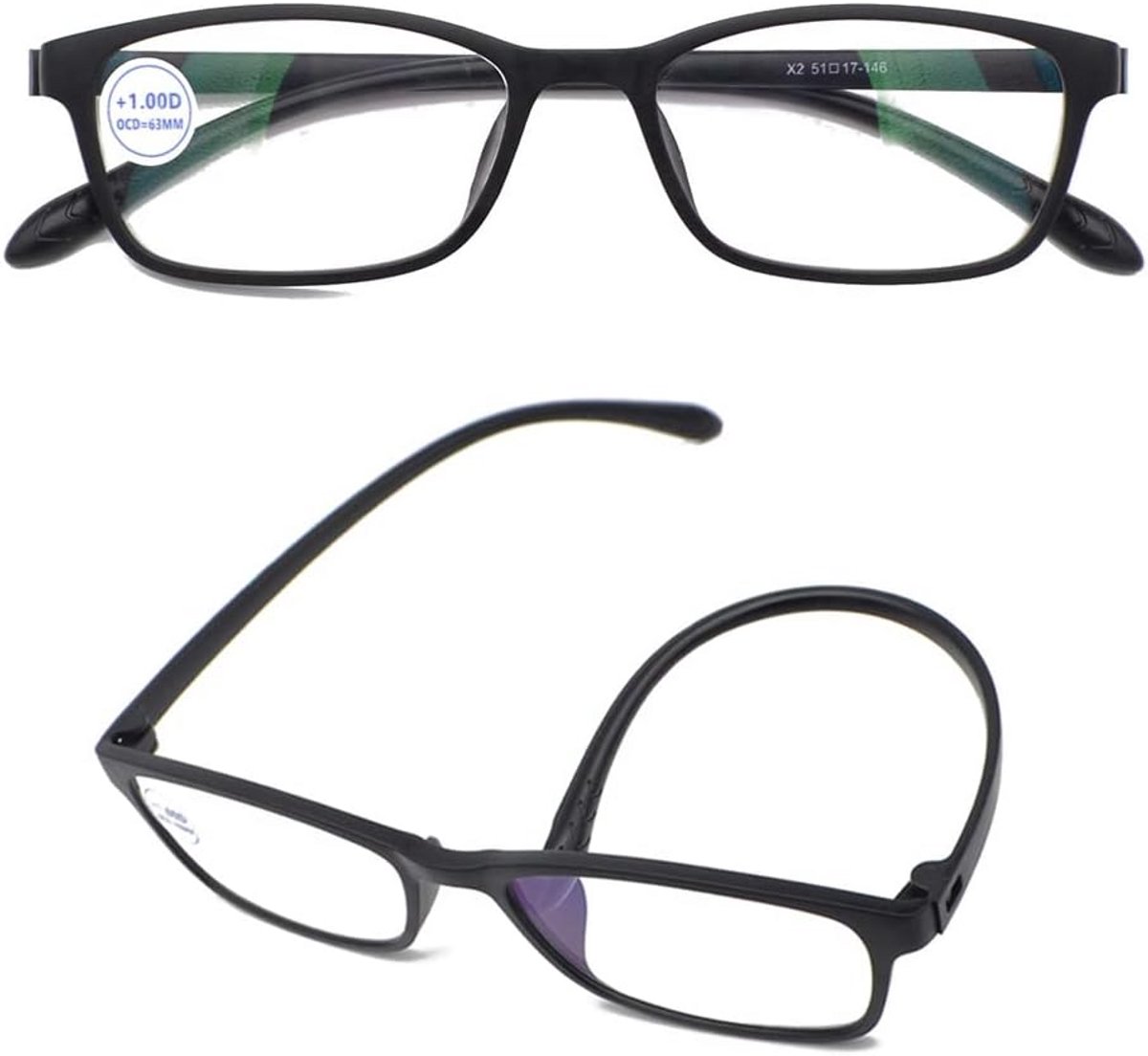 2-Pack Flexibele Leesbril met Blauwlichtfilter - Lichtgewicht en Stevig