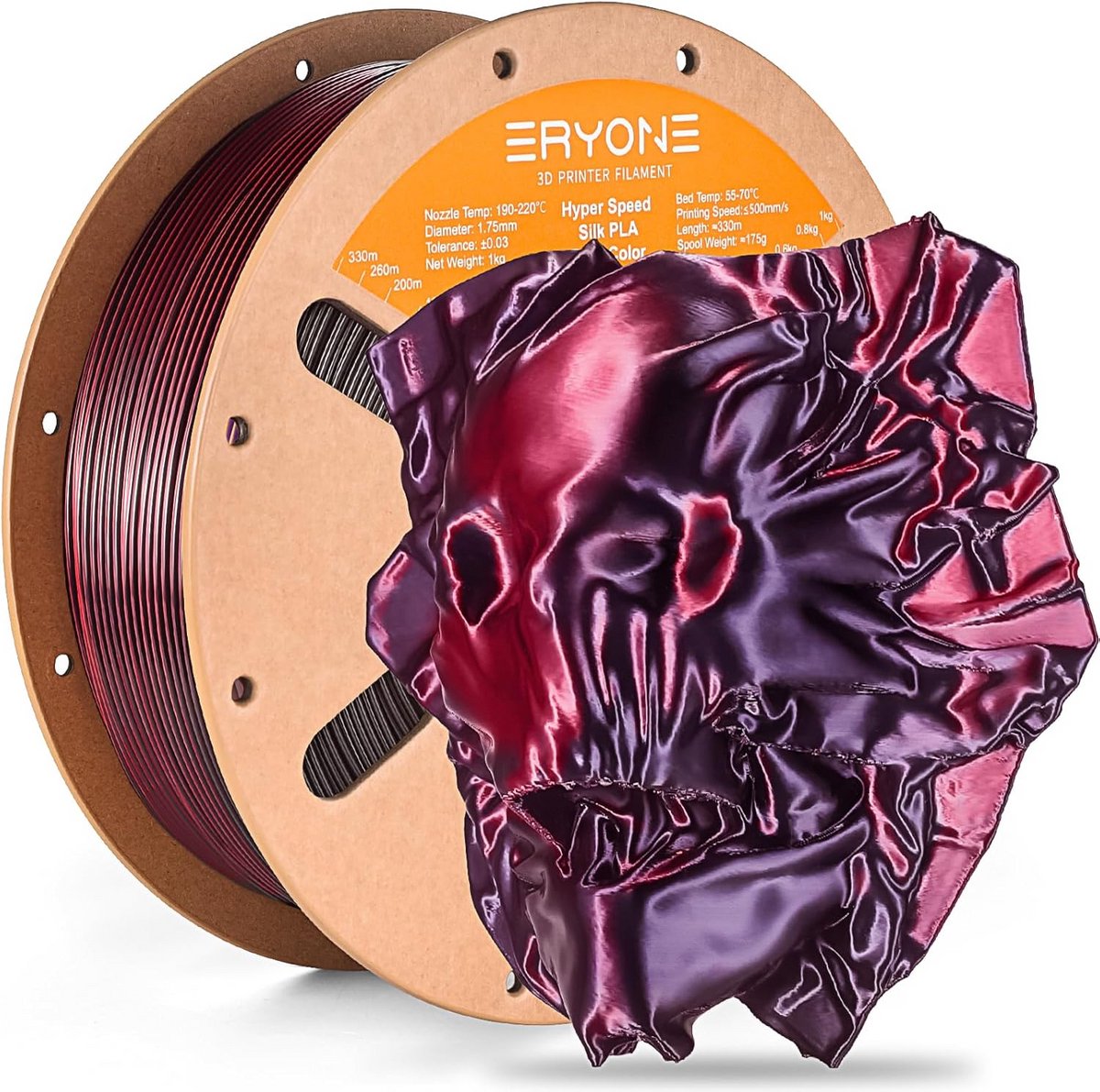Zijde Glans PLA 3D Printer Filament Dual Kleur Zwart Rood 1.75mm 1kg voor FDM Printers