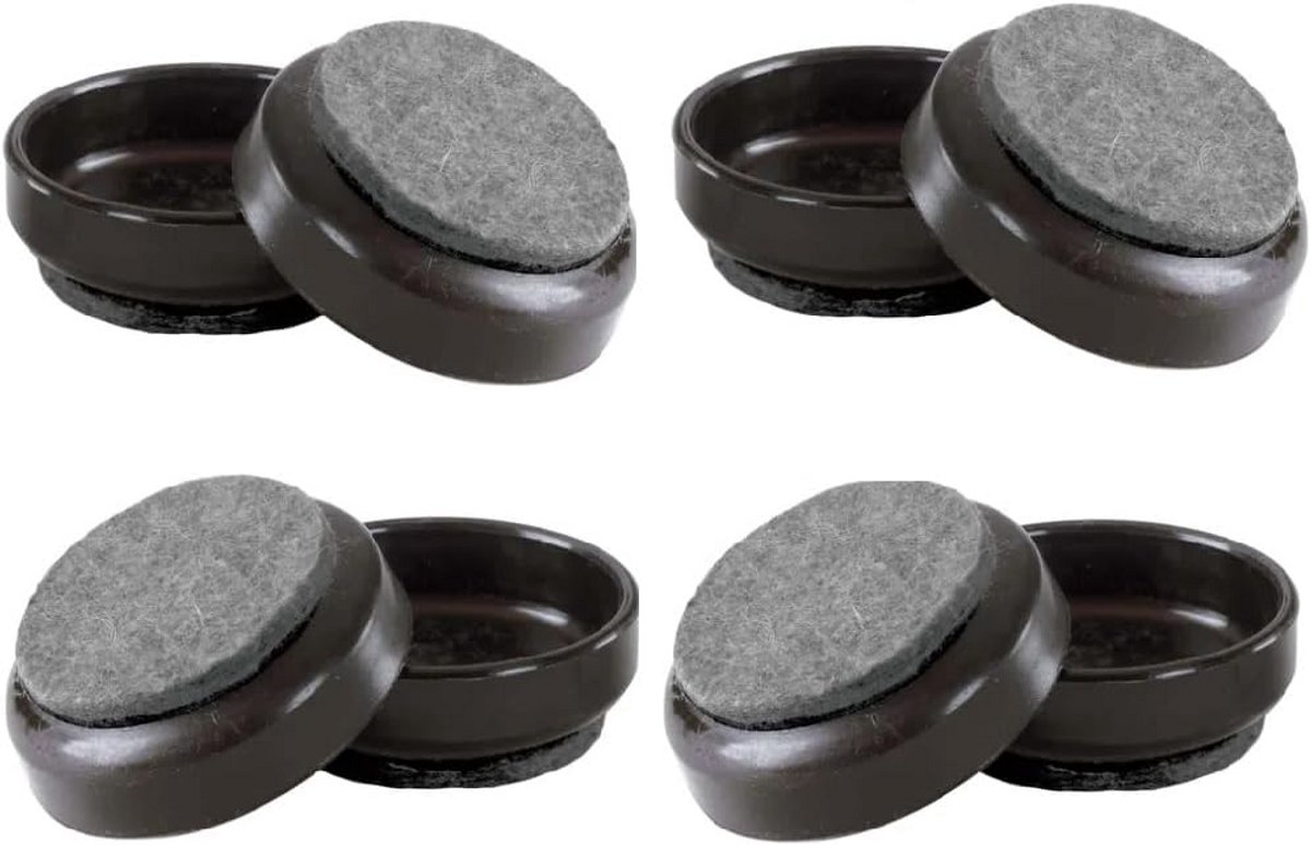 8x Vilt Stoelzachte Voeten Omslagdoppen Ronde Onderzetters Bruin 68mm