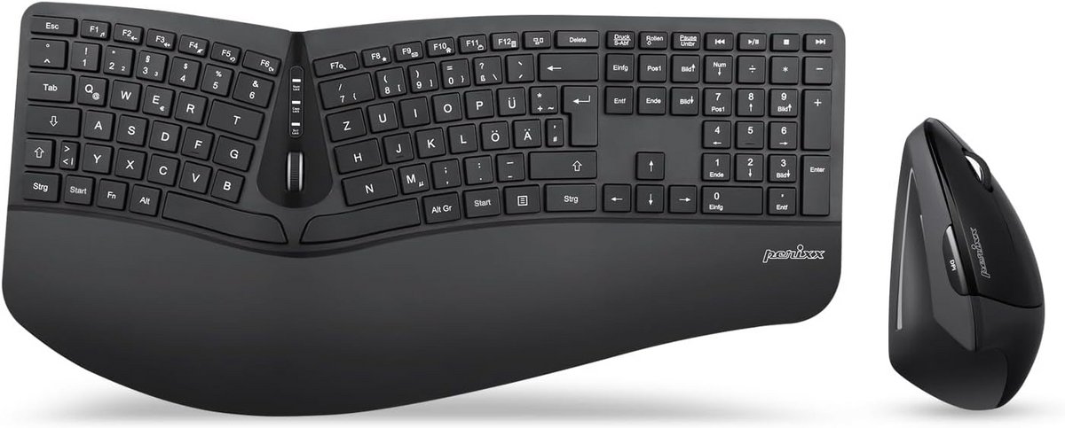 Ergonomische Draadloze Toetsenbord en Muis Set QWERTZ Duits Inclusief Verticale Muis
