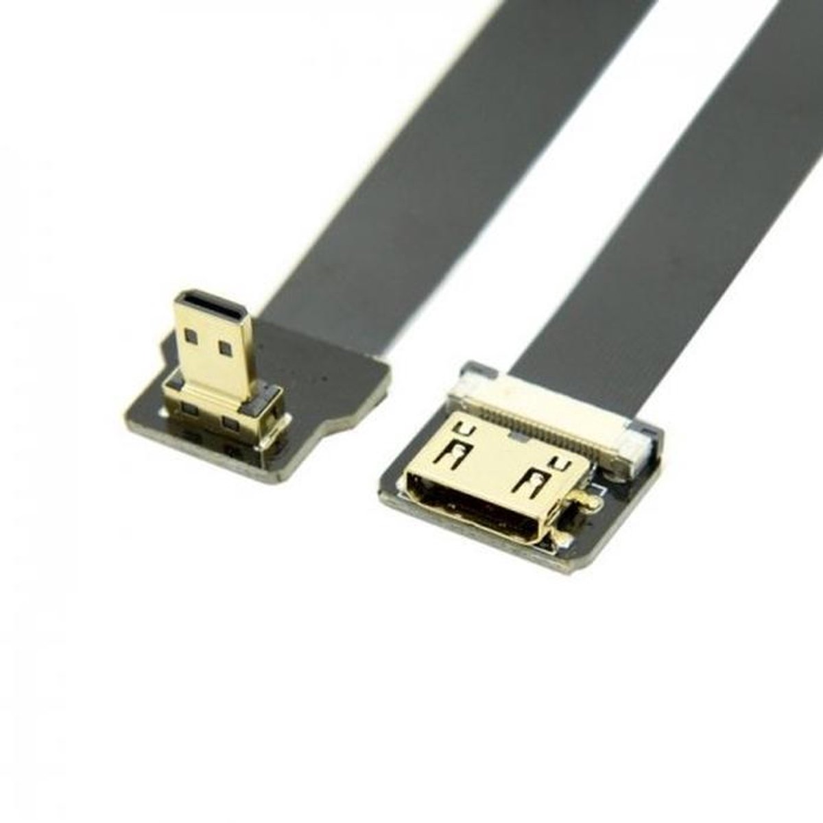 Hoekige 90 Graden Micro HDMI naar Mini HDMI Platte Kabel voor FPV Camera's