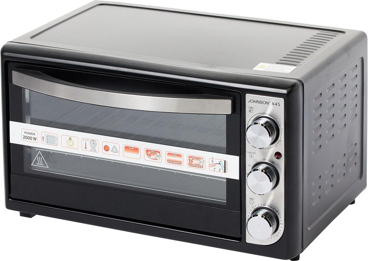 Elektrische Oven 45 Liter 2000W Statisch & Geventileerd Zwart/Wit