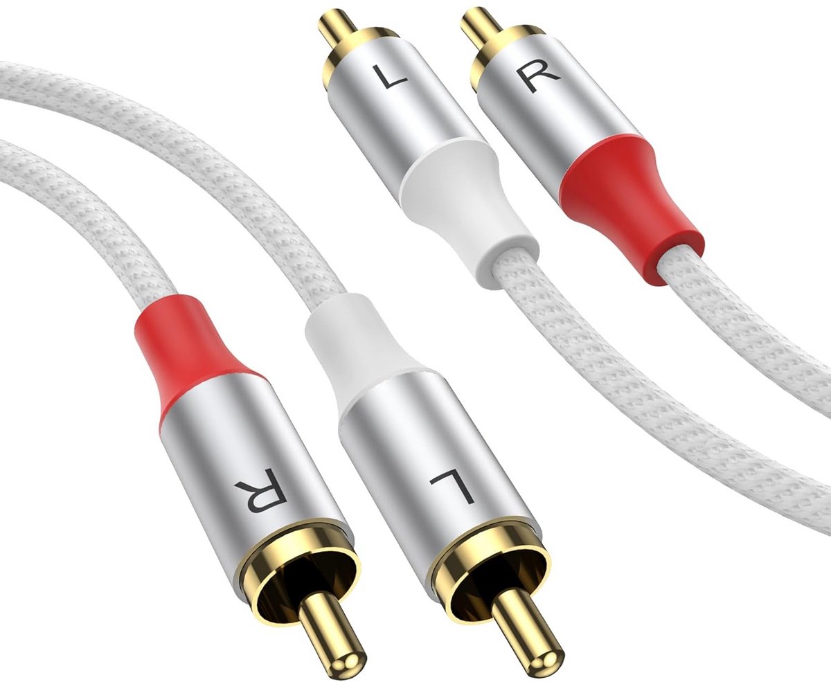 Stereo RCA Kabel 10 Meter – Optische Audio Kabel met Vergulde Connectoren voor Hifi en Home Cinema