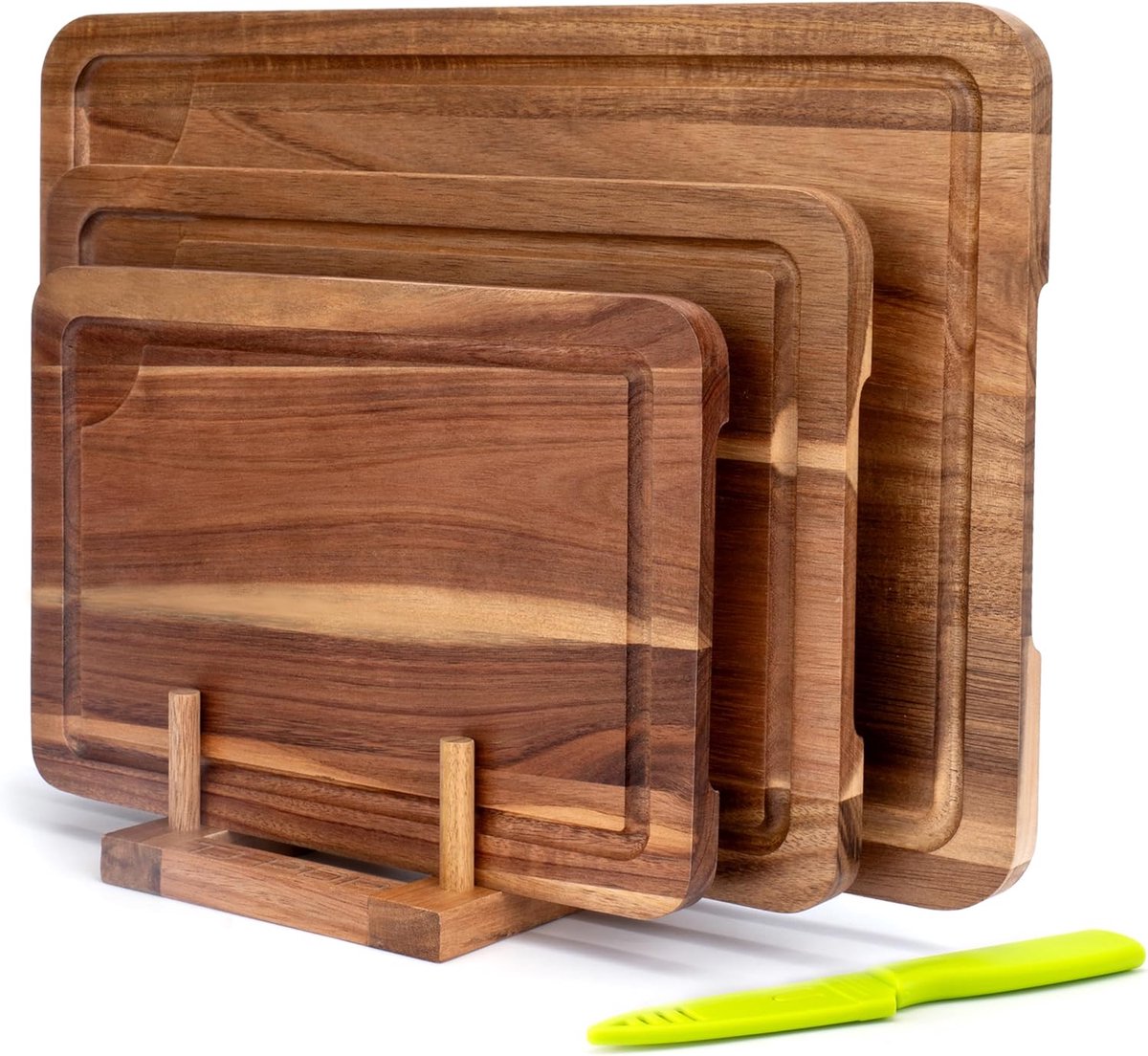 Set van 3 Houten Snijplanken van Acaciahout met Sapgroef