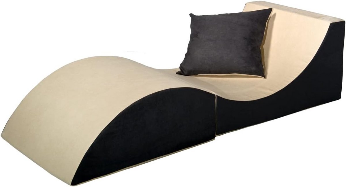 Veelzijdige Opvouwbare Bank met Voetenbank en Tafel - Comfortabel Beige/Grijs