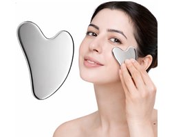Gua Sha RVS Steen voor Gezicht & Nek - Koelend & Huidverzorging