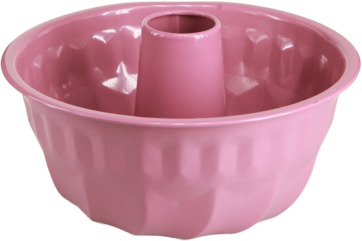Decoratieve metalen schaal, bakvorm, tulbandvorm, roze, Ø23cm, H12cm