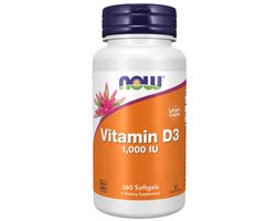 NOW Foods Vitamine D3 1000 IU - 360 Softgels - Hoog gedoseerd & Vrij van allergenen - 360 stuks