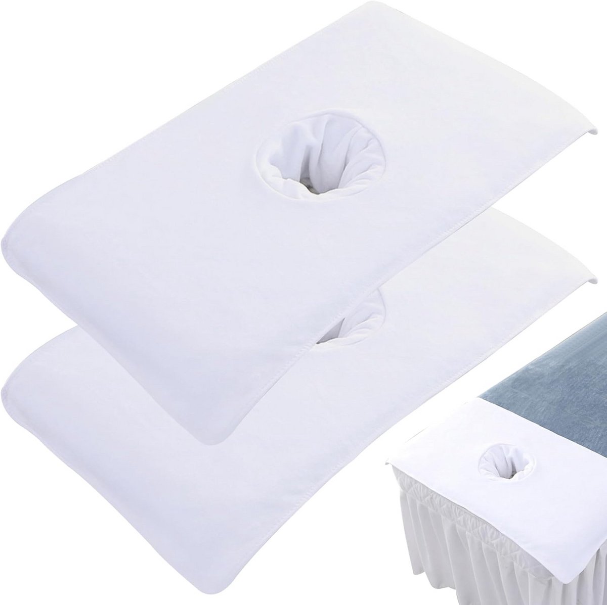 Set van 2 Wasbare Microvezel Massage Tafel Hoezen met Gezichtsuitsparing