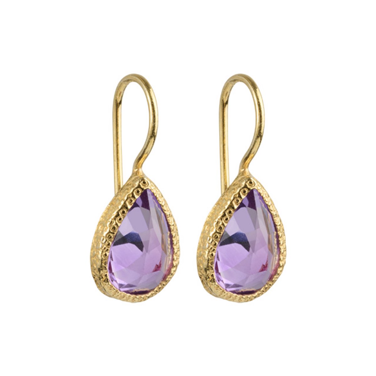 I'M ME JEWELLERY - druppel oorbellen - lichte amethist - 24 karaats vermeil goud