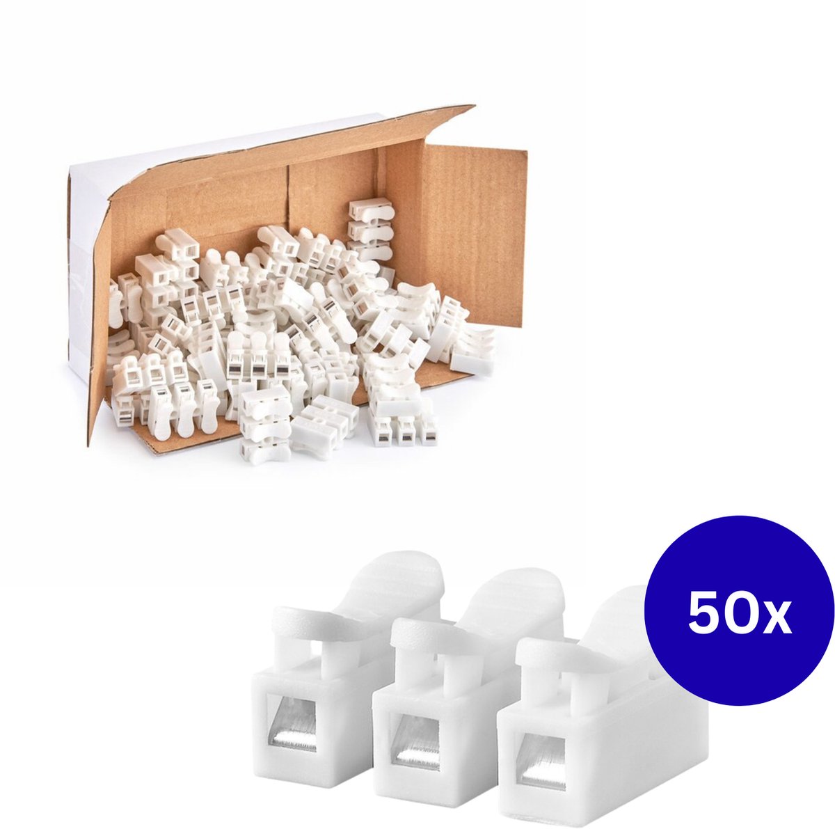 50x Lasklem 3–polig – Verlichting Connector – Snelklem ipv Kroonsteen – 3–vaks