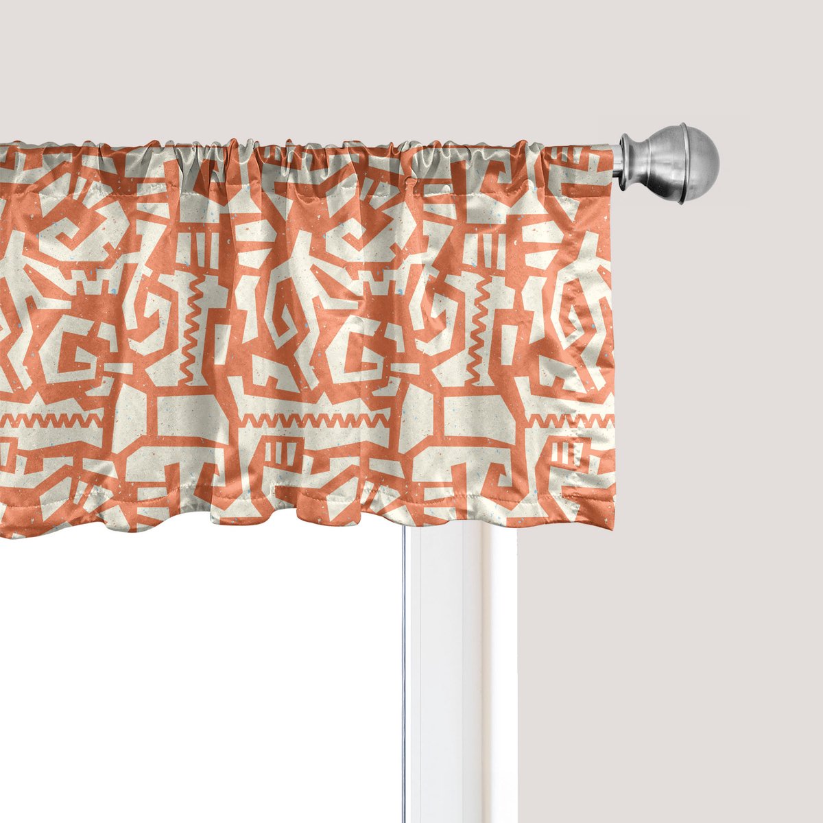 ABAKUHAUS Tribal Raamvalletje, Gordijnvalletje voor keuken en slaapkamer met tunnelzoom, 137 cm x 30 cm, Verbrande Sienna Ivoor