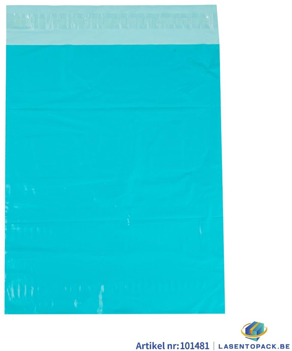 100x Verzendzakken kleur Blauw plastic 250 x 350 mm - 50 micron COEX - Triman - Zelfklevende Plakstrip - Ondoorzichtig - Wit/Zwart - Kledingzakken - 100% Recyclebaar - Waterafstotend - Voor Kleding en Webshop - Verzendenveloppen