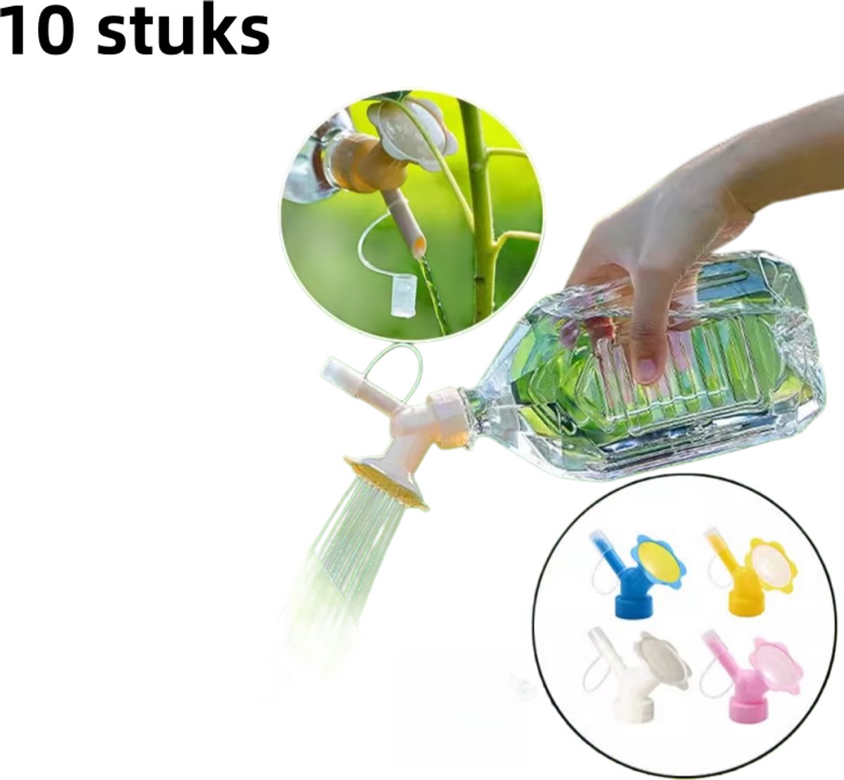 10-delige set - Gietmondstuk - Geschikt voor drankflessen - Douchekop - Vervangbare accessoires voor gieter - Zonnebloem - Diverse kleuren