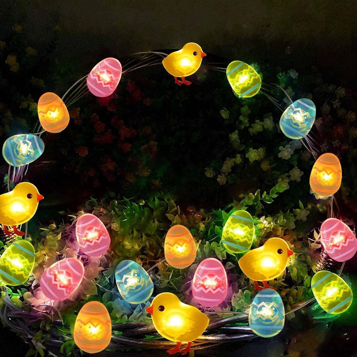 Decoratieve Paasverlichting met Eieren en Kuikens, 3 Meter, Batterijwerkt, Sfeervolle LED Slingers
