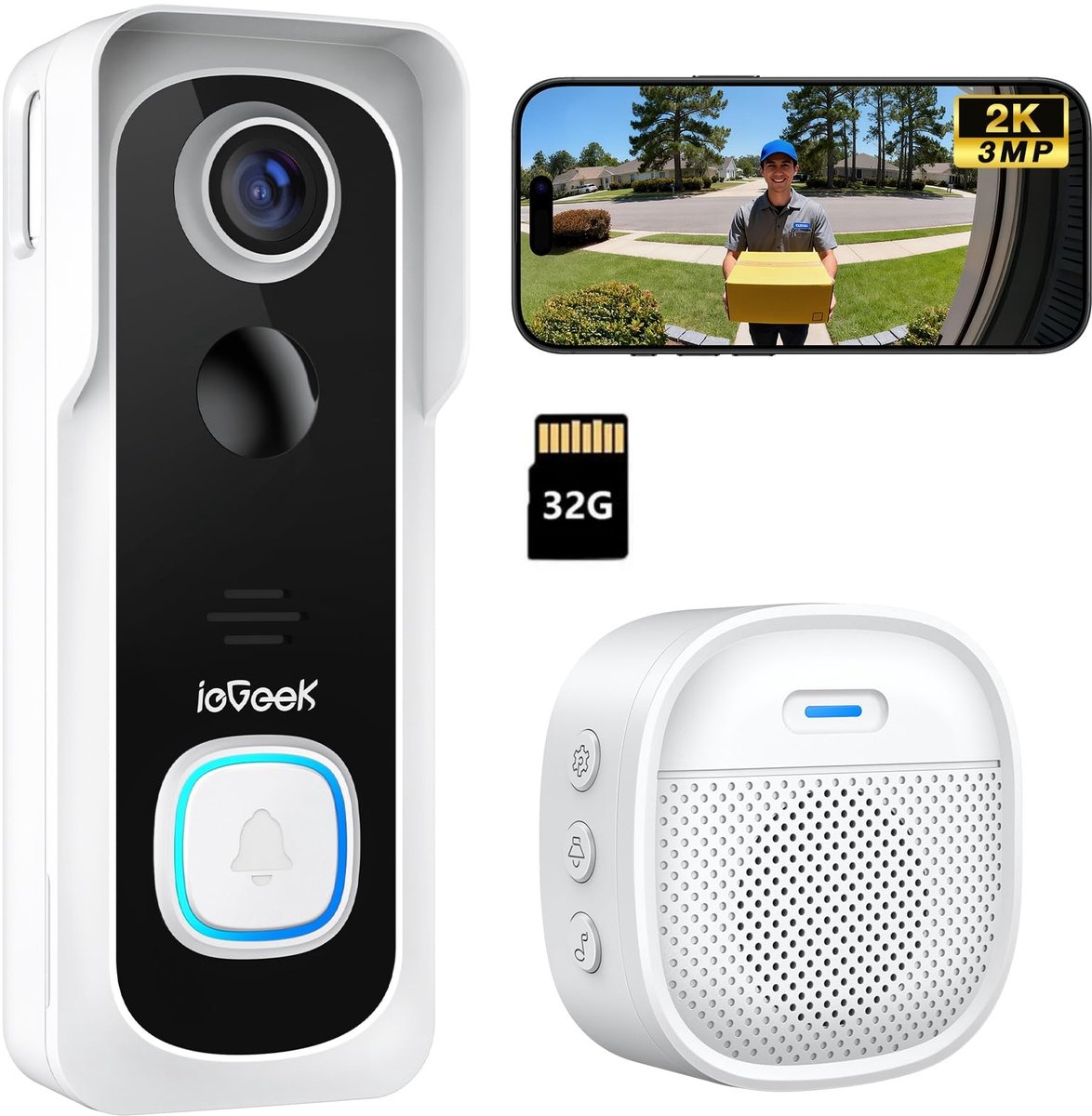 ieGeek 2K Ultra HD Draadloze Video Deurbel Met Camera - Product - €61,99