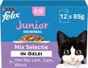 Felix Junior Original Mix Selectie in gelei met kip, lam, zalm, witvis.