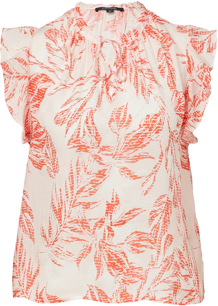 comma - female - Blouse met structuur en volantmouwen