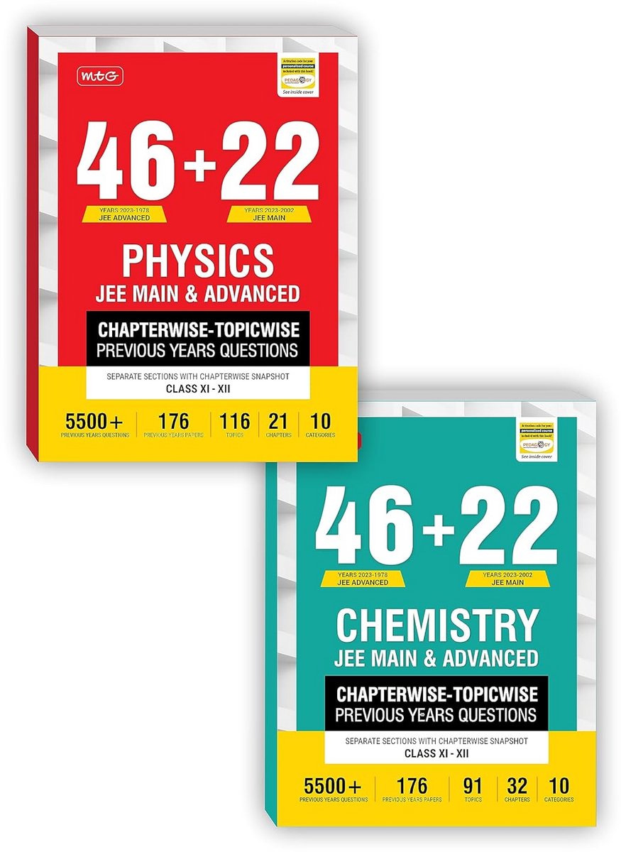Voorbereiding JEE Main & Advanced Oefenboeken 46+22 Jaar Opgeloste Vragen (Natuurkunde & Scheikunde)