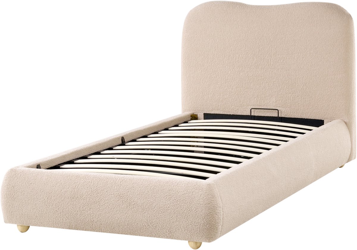 BLAGNAC - Bed met opbergruimte - Beige - 90 x 200 cm - Bouclé
