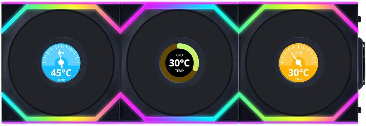 120mm ARGB PC Ventilator Set met LCD Scherm - Draadloze Controle - Zwart