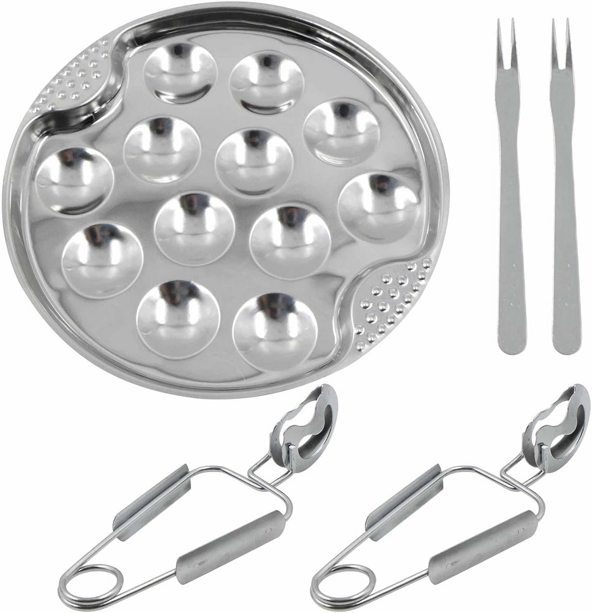 Slakkenbord Set met Tang en Vork voor Zeevruchten