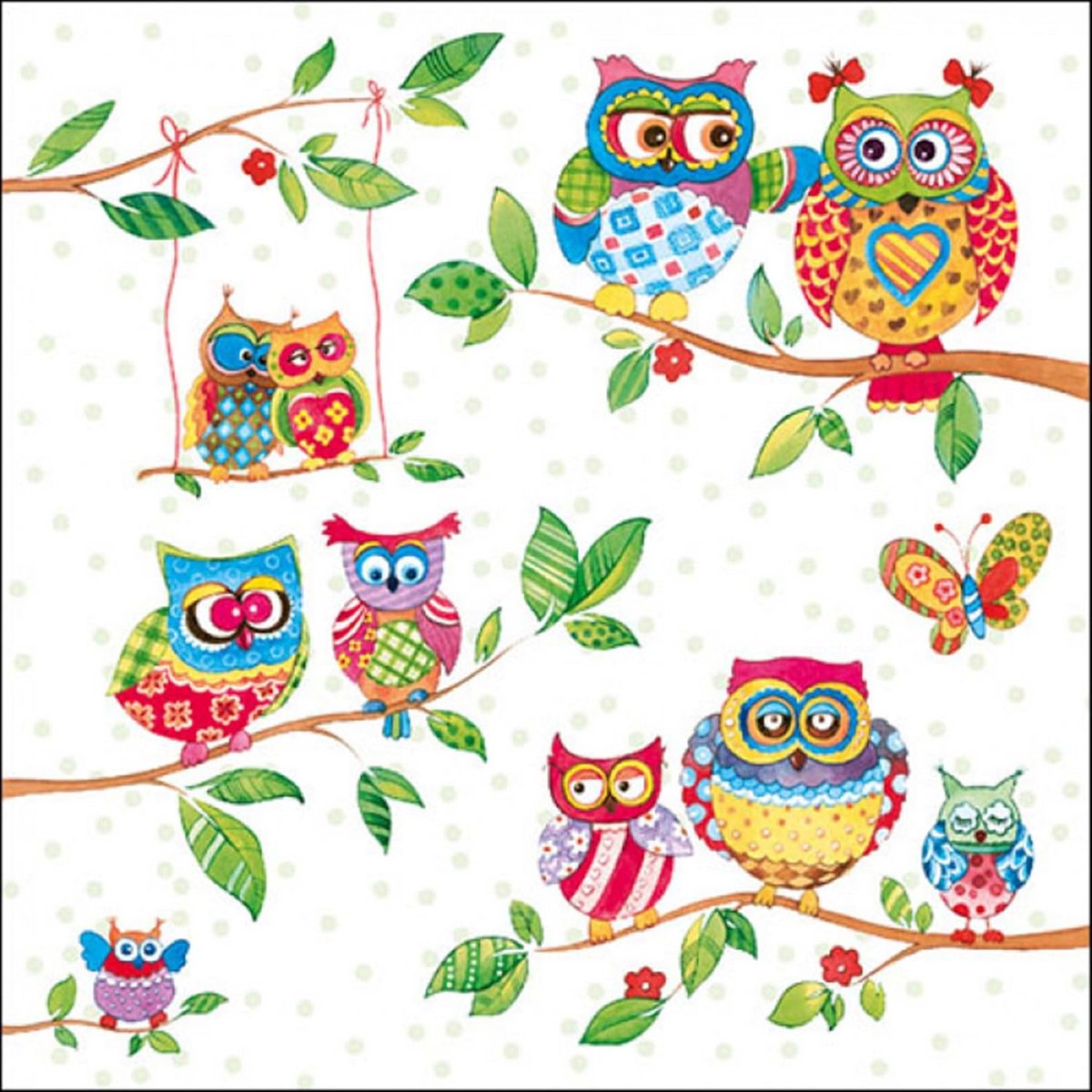 Servetten met Uilenprint - Zomerlandschap - 20 Stuks