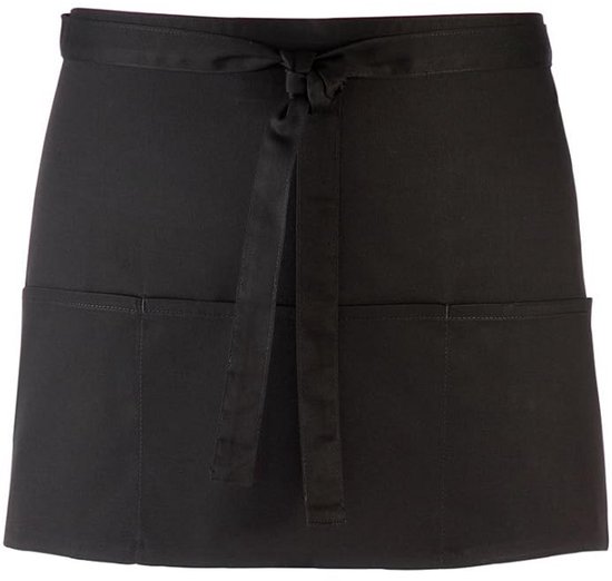 Tablier court avec 3 poches ouvertes | Noir | tablier de restaurant | tablier de service | 12 couleurs différentes| vêtements de restauration