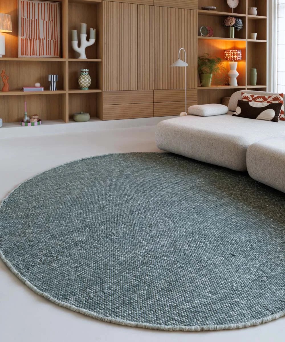 Rond wollen vloerkleed - Silvull groen 160