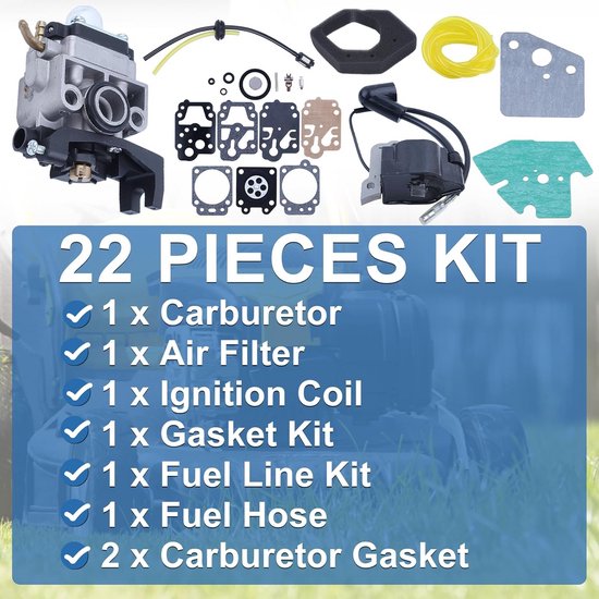 Carburateur Bougie Reparatiekit Inclusief Brandstofleiding en Afdichtingen voor Honda GX25 HHT25S FG110 Motor — afbeelding 2