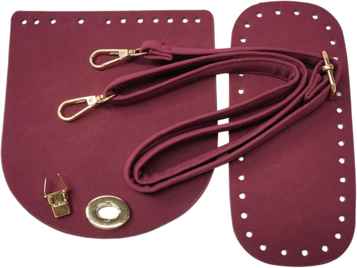 Handgeweven leren tassen set inclusief accessoires - Doe-het-zelf handwerk kit - Rood.