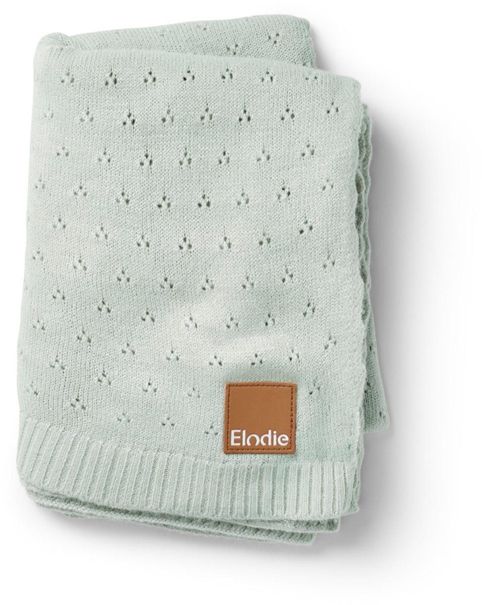 Elodie Pointelle deken - Wiegdeken - Dekentje baby - Babydeken - Dekentje - 100 cm x 75 cm- Mineral green