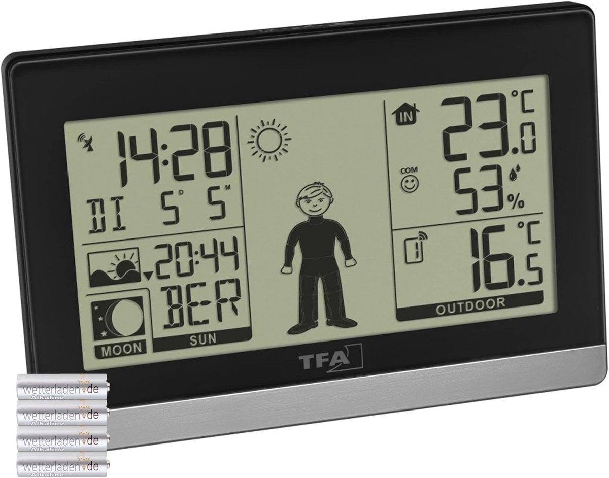 Draadloos Weerstation met Binnen/Buiten Temperatuur, Weersvoorspelling en Maanfase