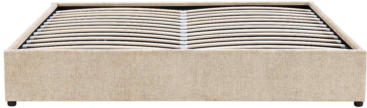 Vente-unique Boxspring met opbergruimte 180 x 200 cm in getextureerde stof - Beige - FIRMEO van YSMÉE