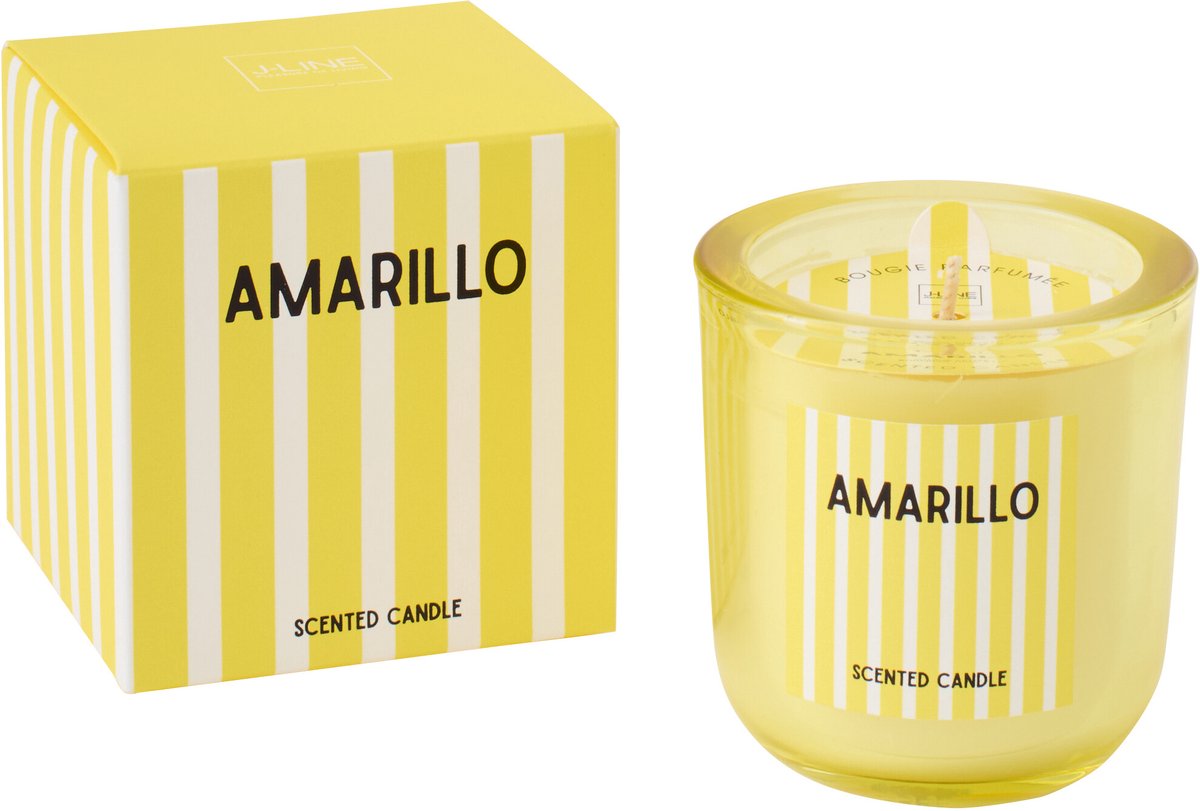 J-Line geurkaars Amarillo - Citrus Sense - polyresin - was/geel - small