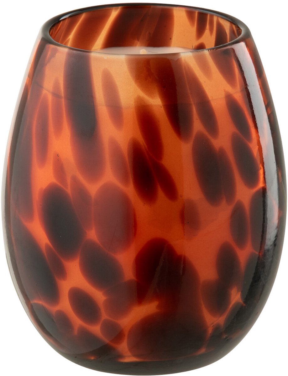 J-Line kaars Mia - glas - oranje/zwart - small - 90U