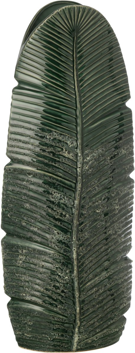J-Line vaas Blad - steengoed - groen - large