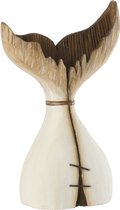 Decoratieve walvisstaart in naturel en wit, met houten textuur aan de bovenkant, gebonden met touw.