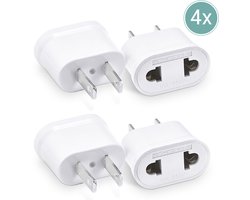 Reisstekker EU naar USA - 4 Stuks - Wereldstekker - Verloopadapter - Wit - Reisadapter Amerika Canada Mexico Japan - Type A