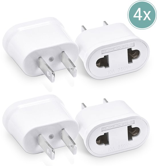 Reisstekker EU naar USA - 4 Stuks - Wereldstekker - Verloopadapter - Wit - Verloopadapter