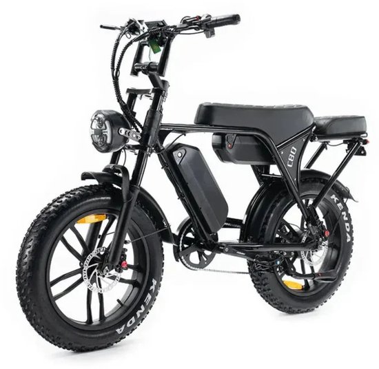 OUXI C80 Max Elektrische Fatbike - Ingebouwd Alarmsystseem - Inclusief Voetsteuntjes - Inclusief Achterzitje - NFC-chip - 20 Inch - 250W Motor - 7 Versnellingen - 120 km Actieradius - Hydraulische Schijfremmen - Zwart van Ouxi — afbeelding 5