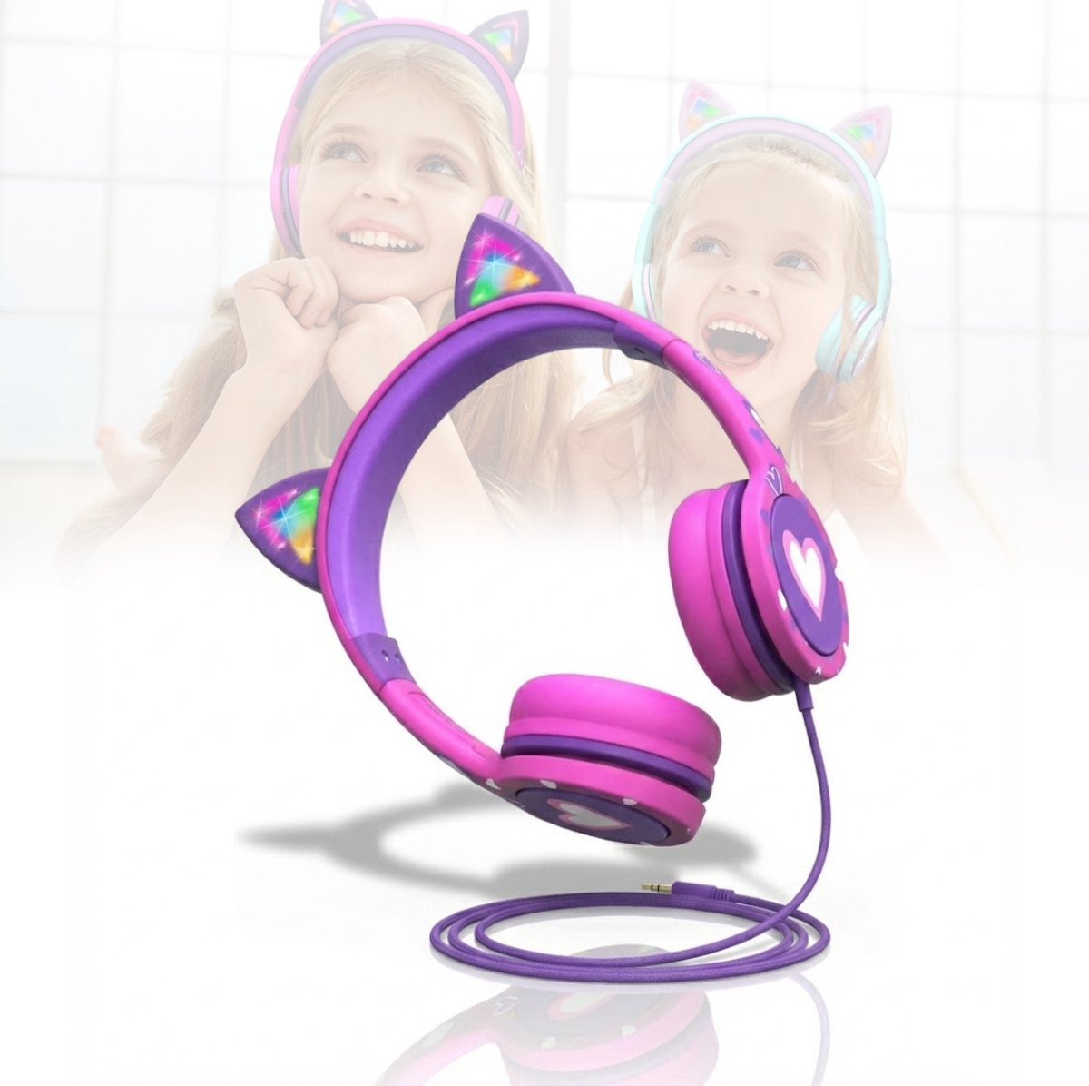 NBAP® Koptelefoon Kinderen met Draad - Gaming Headset - Roze