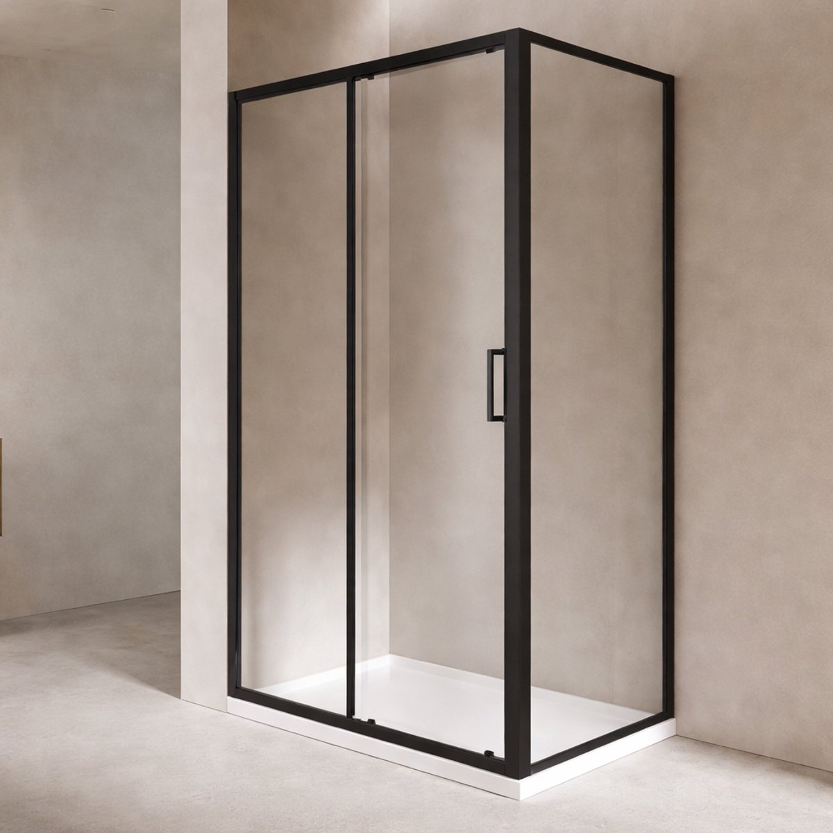 Thys Sydney douche schuifdeur mat zwart 120 x 200 cm | helder nanoglas 8 mm