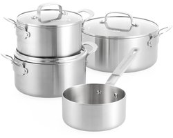Dagelijkse Kost Jeroen Meus Proline 3-Ply batterie de cuisine ensemble de 4 : cocotte 18cm + 20cm + 24cm + poêle