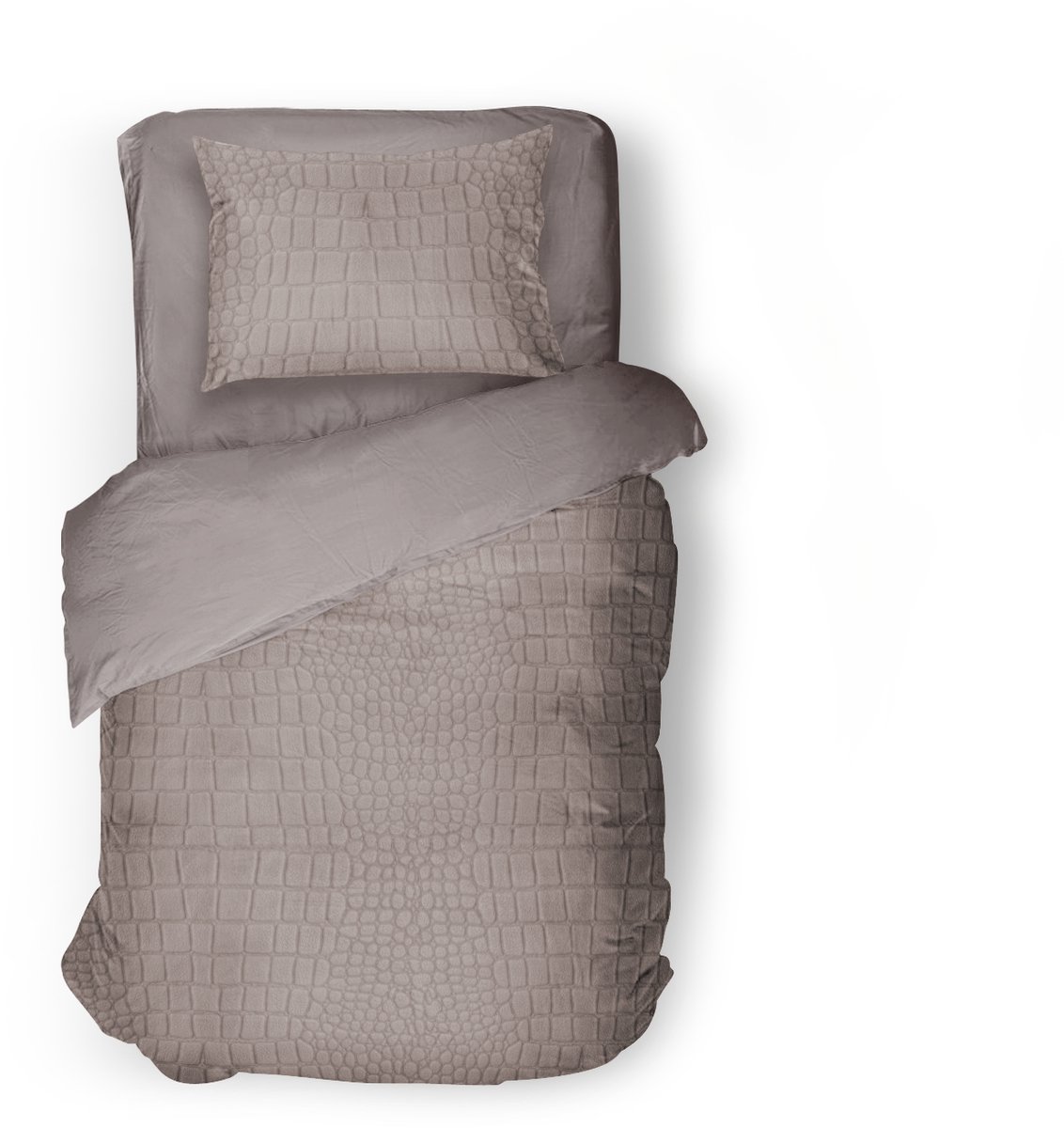 Eleganzzz Dekbedovertrek Micro Mink Crocodile - Dekbedovertrek 140x200/220cm - Sand - Velvet Dekbedovertrek